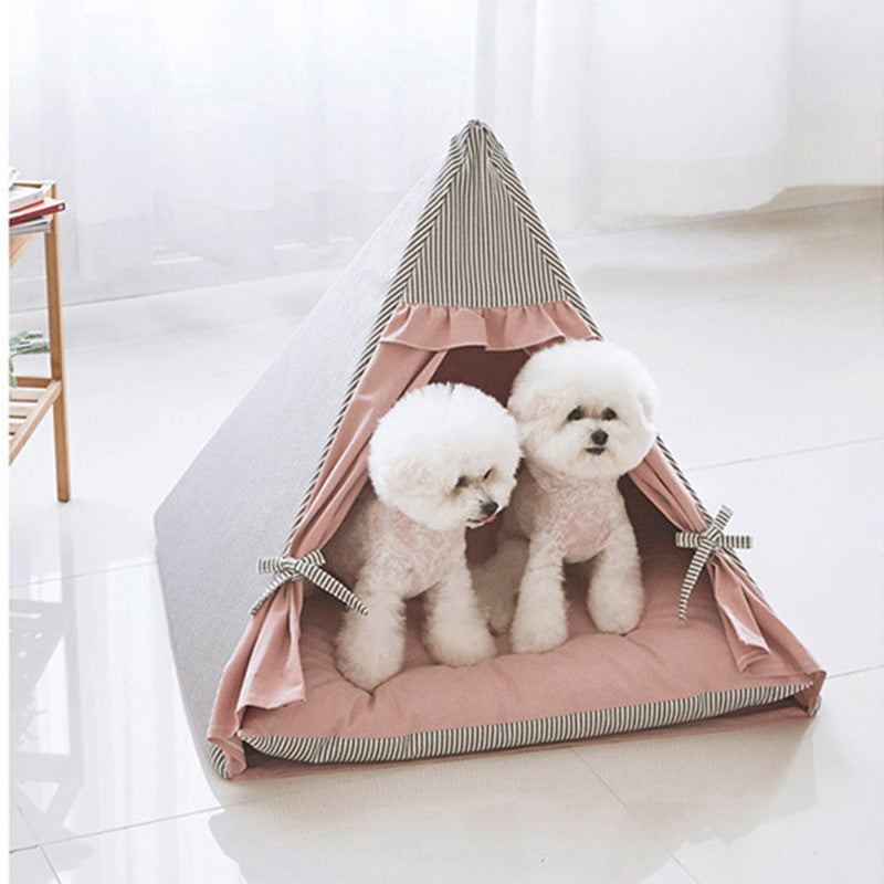 Foldable Semi-Enclosed Triangle Pet Tent