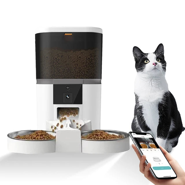 Large Capacity Intelligent Automatic Pet Feeder with Camera