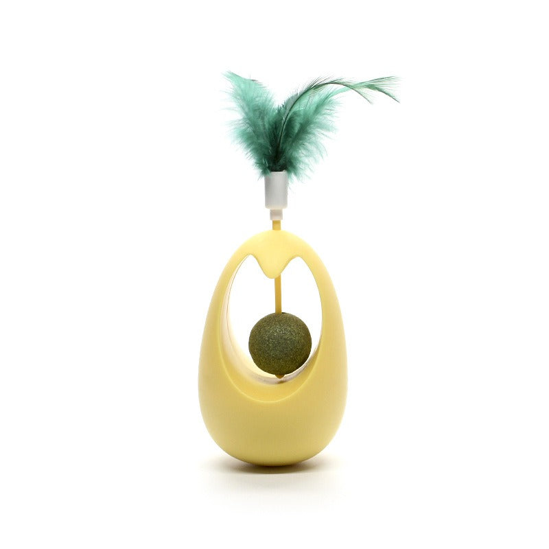 Feather Tumbler Cat Toy with Spin Mint Ball