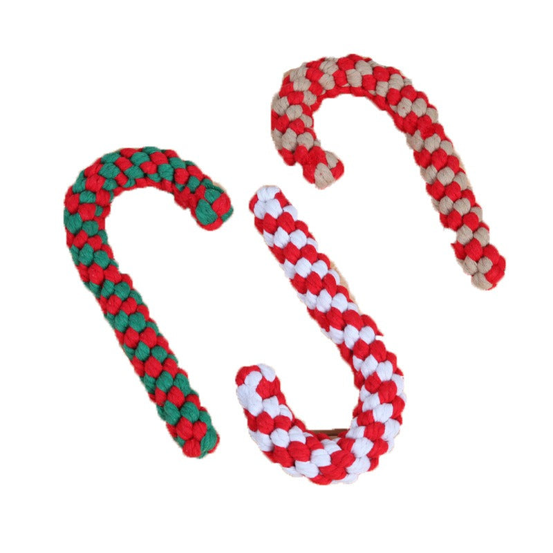 Cotton Rope Crutches Christmas Pet Toys