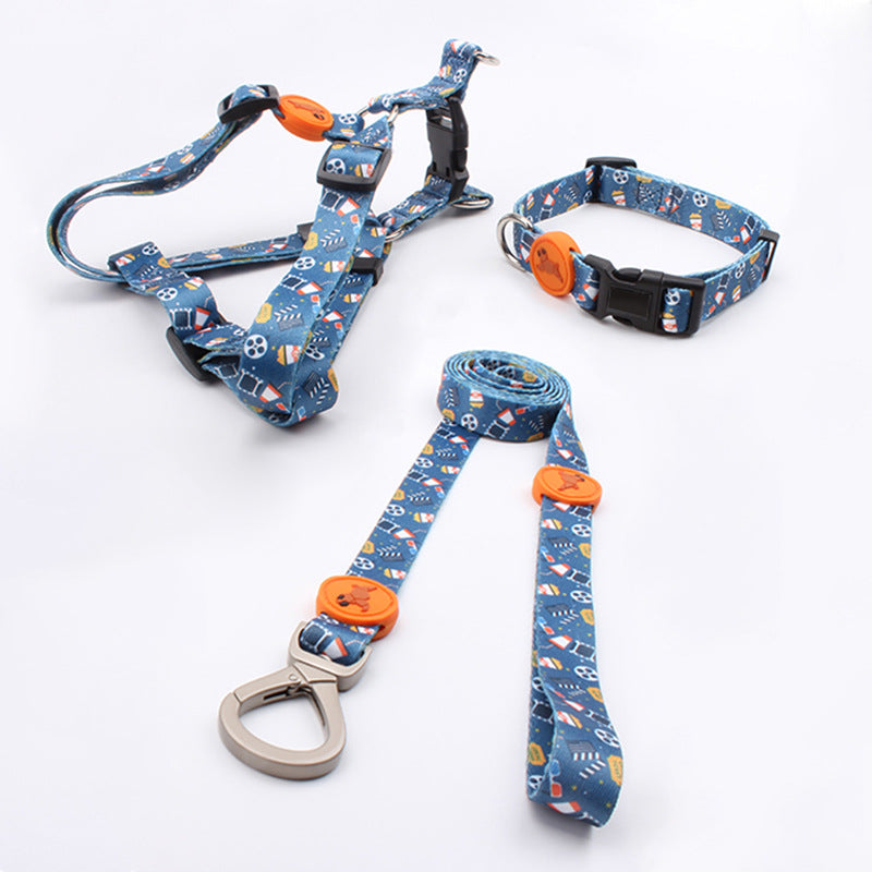 3-Piece Cute Pet Collar and Leash Suit