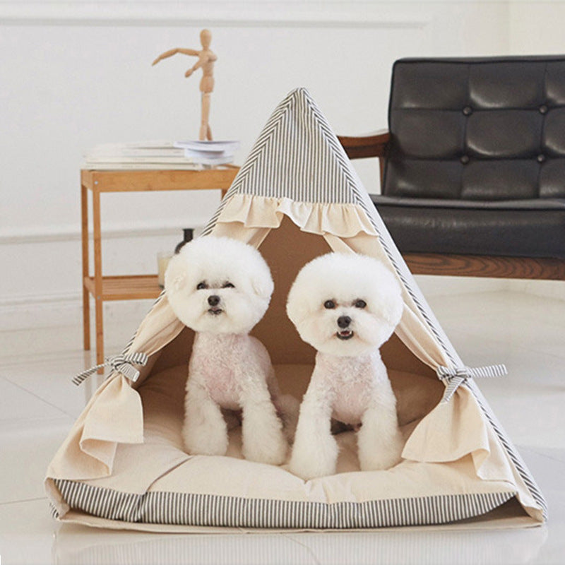 Foldable Semi-Enclosed Triangle Pet Tent