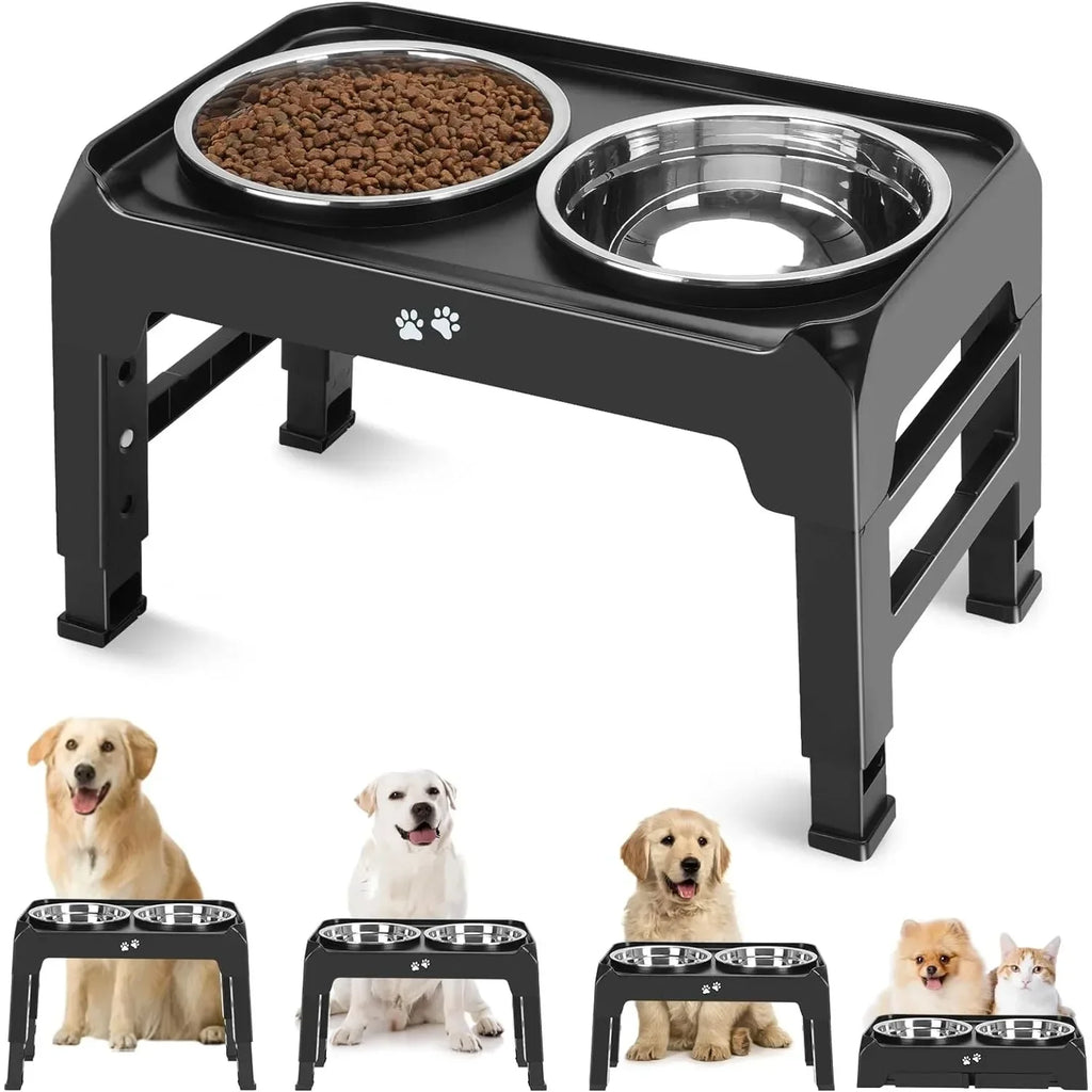 Elevated Adjustable Raised Stainless Steel Dog Pet Bowl