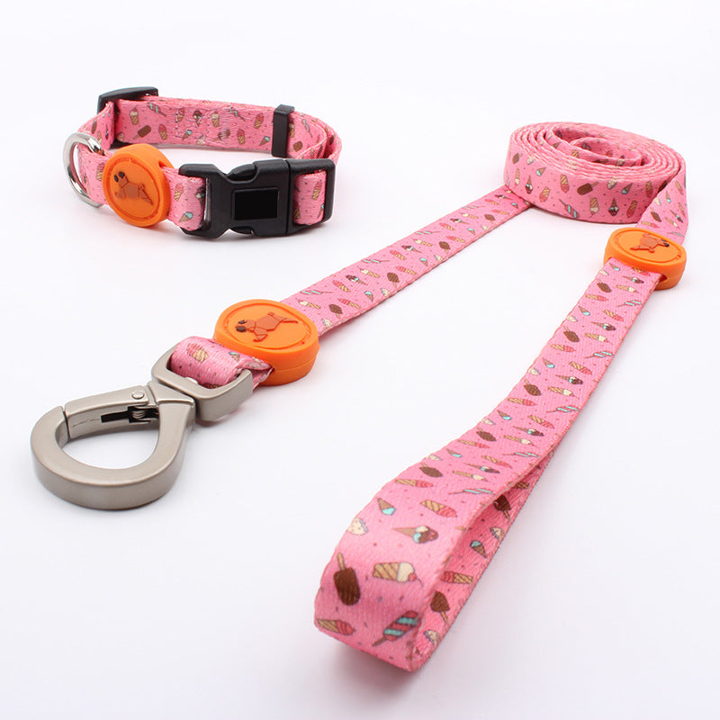 3-Piece Cute Pet Collar and Leash Suit