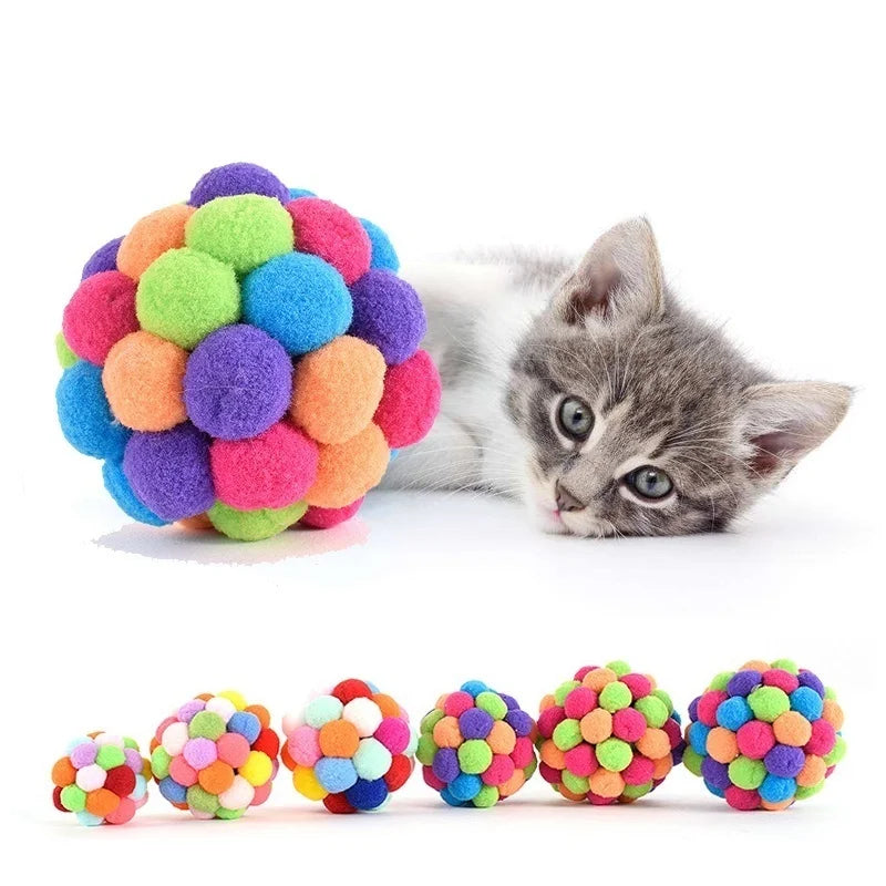 Colorful Plush Bouncy Cat Ball Toy