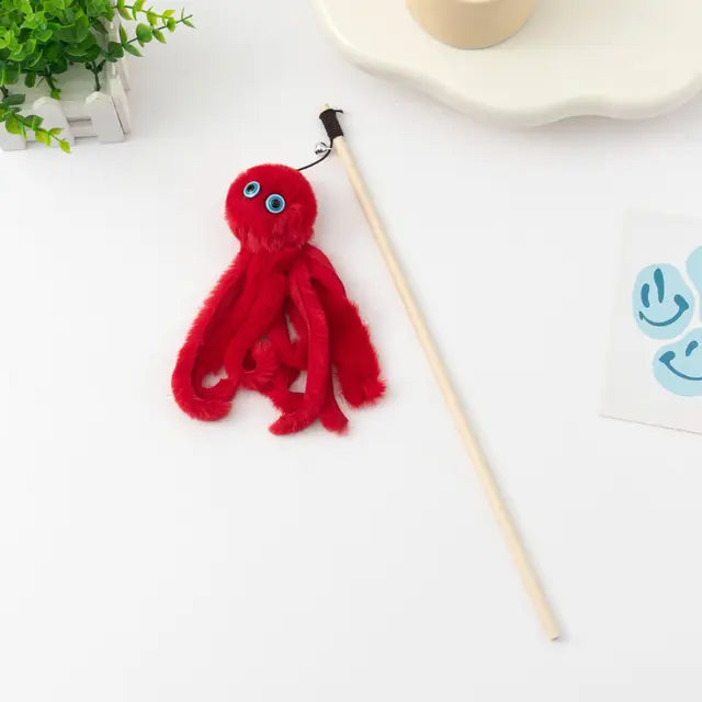 Octopus Plush Cat Teaser Stick