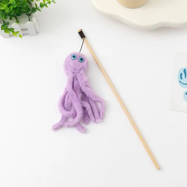 Octopus Plush Cat Teaser Stick