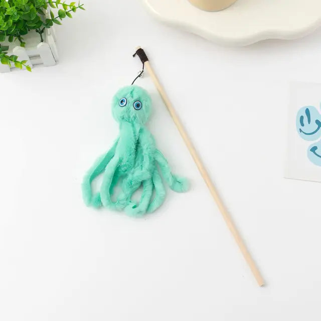 Octopus Plush Cat Teaser Stick