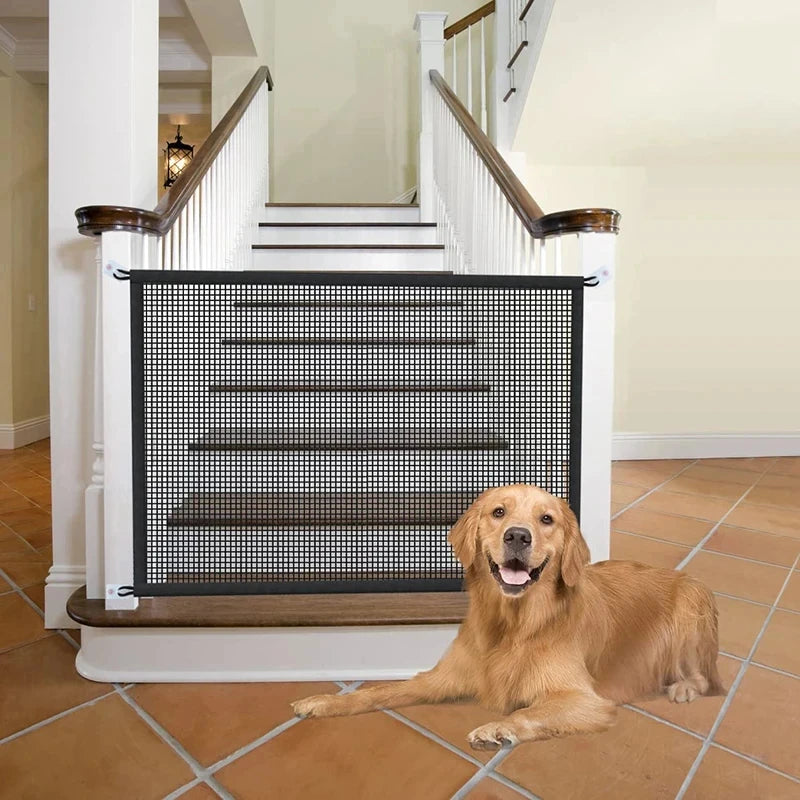 Foldable & Breathable Mesh Dog Safety Gate with 4 Hooks