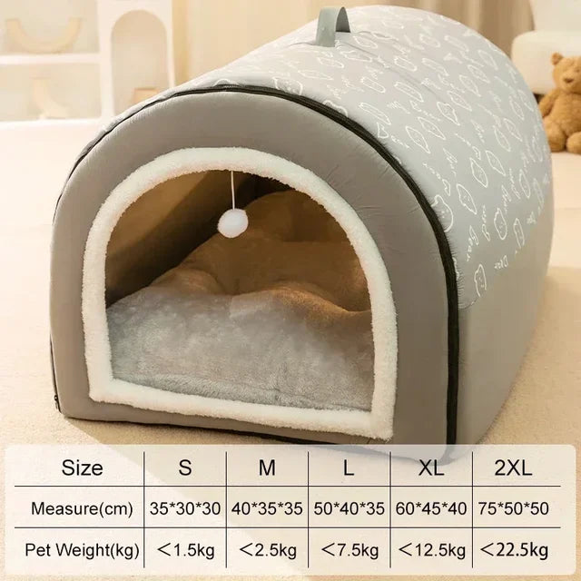 2 in 1 Winter Dog Kennel with Detachable Fluffy Bed