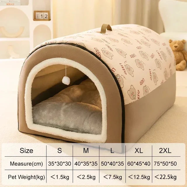 2 in 1 Winter Dog Kennel with Detachable Fluffy Bed